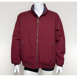 Lands End Squall Jacket Mens L Crimson Red Fleece Lined Nylon Water Resistant